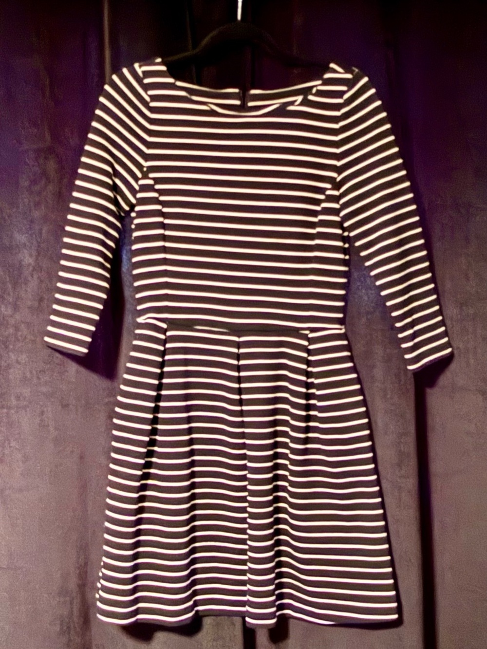 Banana Republic Black & White Striped Fit & Flare Dress Size 6
